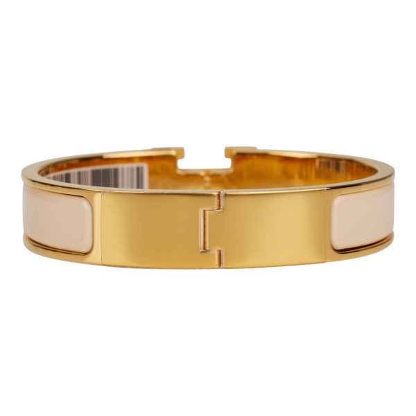 Hermes Beige Nacre Clic Clac H Narrow Enamel Bracelet PM GHW Online Hot Sale