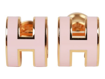 Hermes Rose Dragee Enamel Mini Pop H Earrings RGHW Discount