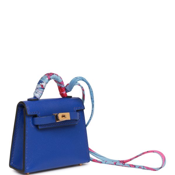 Hermes Bleu Electric Tadelakt Mini Kelly Twilly Bag Charm Online now