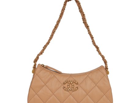 Chanel 19 Hobo Bag Beige Aged Calfskin Brushed Gold Hardware Online now