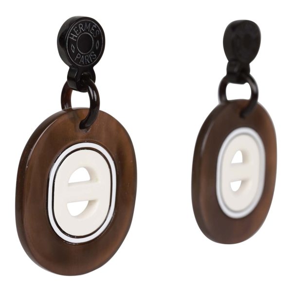 Hermes Buffalo Horn Drop Earrings For Cheap