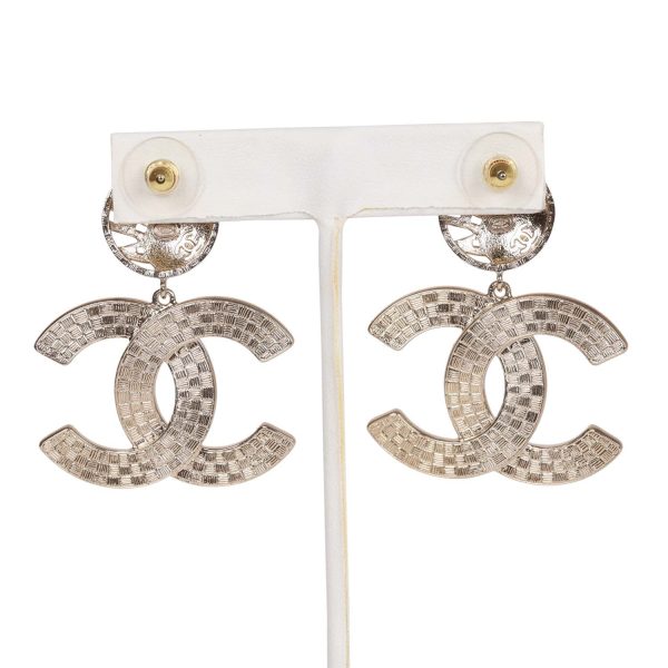 Chanel Black and White Enamel CC Logo Earrings For Cheap