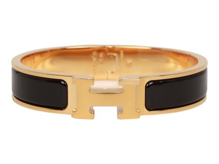 Hermes Black Clic Clac H Narrow Enamel Bracelet PM GHW Online