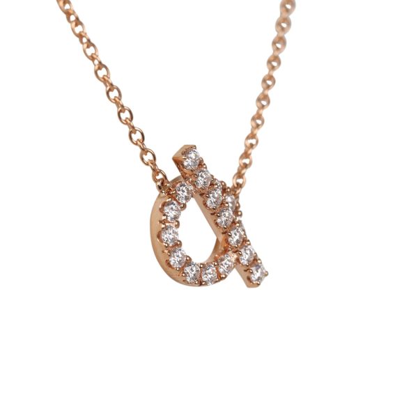 Hermes 18k Rose Gold San Coloris White Diamond Finesse Pendant Necklace on Sale