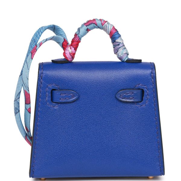 Hermes Bleu Electric Tadelakt Mini Kelly Twilly Bag Charm Online now