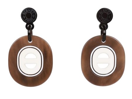 Hermes Buffalo Horn Drop Earrings For Cheap