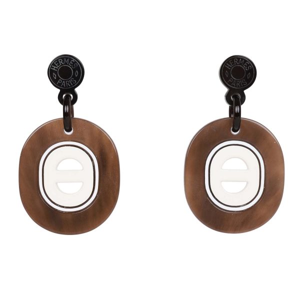 Hermes Buffalo Horn Drop Earrings For Cheap