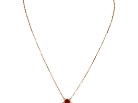 Van Cleef & Arpels Vintage Alhambra Pendant Necklace Carnelian Gold Hardware For Sale