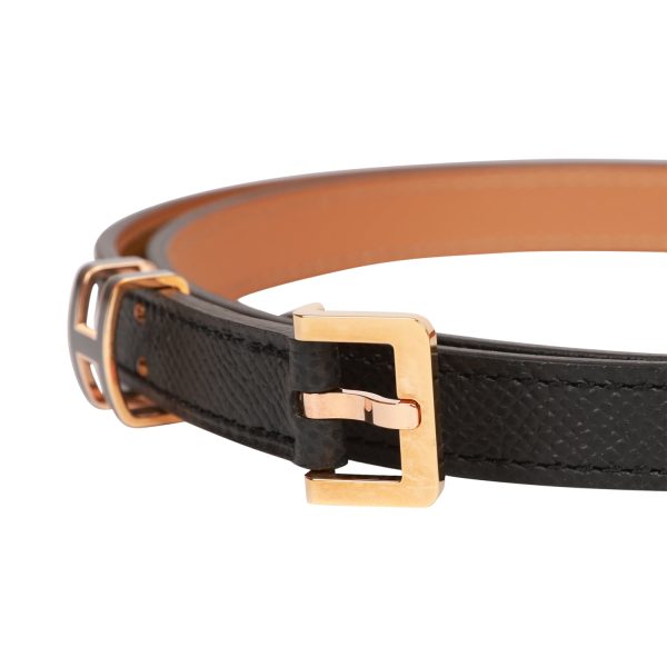 Hermes Pop H Belt 15mm Black Epsom Rose Gold 80cm Online Hot Sale