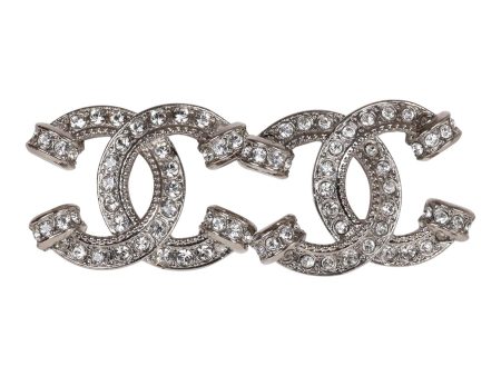 Chanel Silver Crystal Argent CC Earrings on Sale