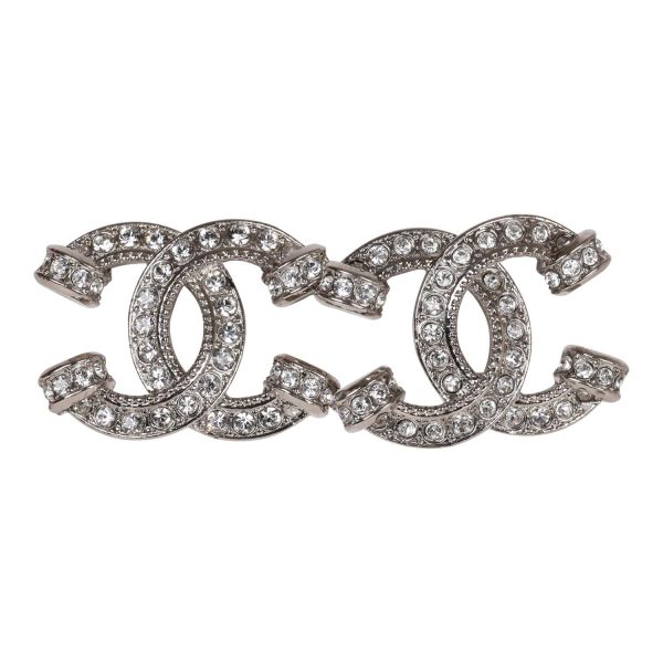 Chanel Silver Crystal Argent CC Earrings on Sale