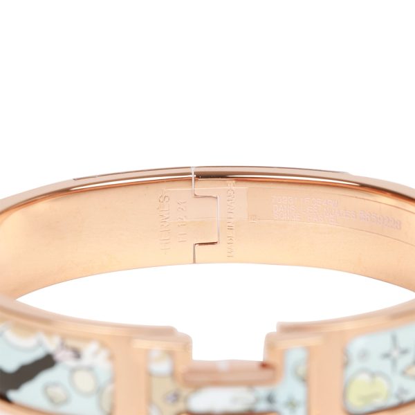 Hermes Dans Les Nuages Clic Clac H Narrow Enamel Bracelet PM RGHW For Discount