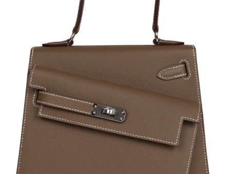 Hermes Kelly Sellier en Desordre 20 Etoupe Epsom Palladium Hardware Discount