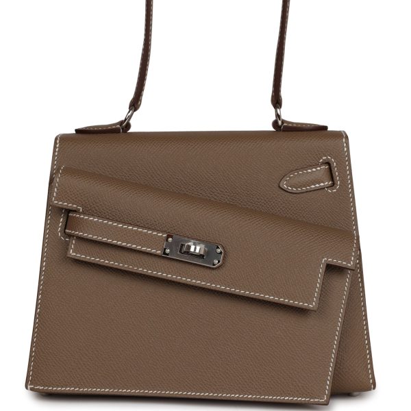 Hermes Kelly Sellier en Desordre 20 Etoupe Epsom Palladium Hardware Discount