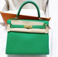 Hermes Kelly 25cm Menthe Togo GHW Online now