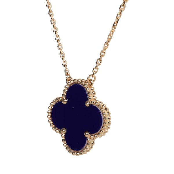 Van Cleef & Arpels Vintage Alhambra 18k Lapis Lazuli Pendant Necklace For Sale