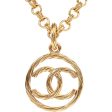 Vintage Chanel Gold Plated Encircled CC Long Necklace Online now