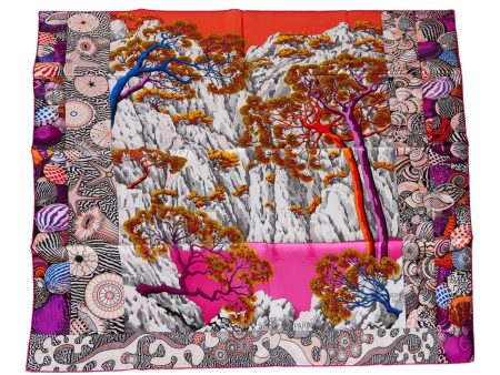 Hermes  Sieste au Paradis  Fuchsia Silk Scarf 90cm Discount