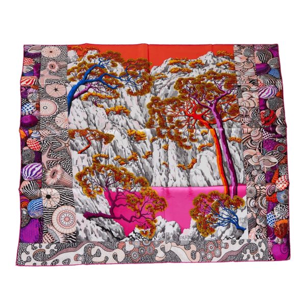 Hermes  Sieste au Paradis  Fuchsia Silk Scarf 90cm Discount