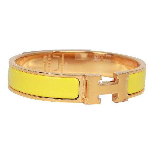 Hermes Jaune Tennis Clic Clac H Narrow Enamel Bracelet PM GHW Fashion