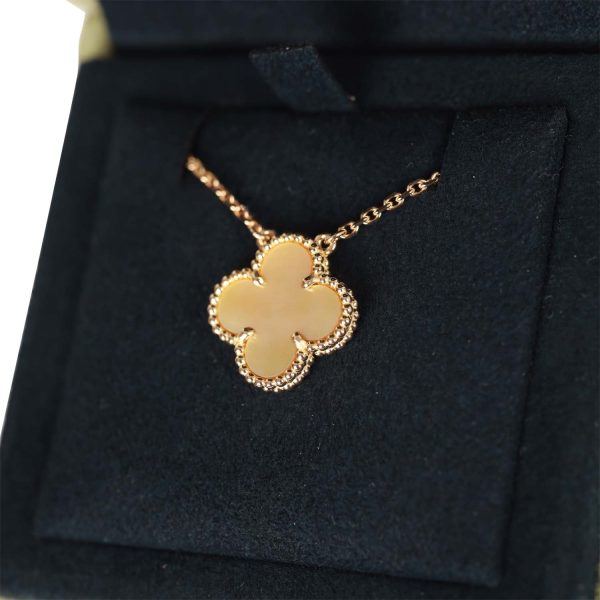 Van Cleef & Arpels Limited Edition Vintage Alhambra 18k Gold and Mother of Pearl Princess Grace Pendant Necklace Hot on Sale