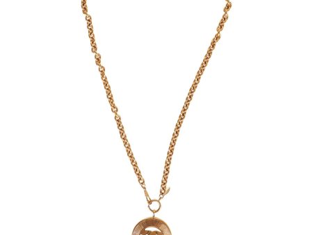 Vintage Chanel 24K Gold Plated Sunburst Interlocking CC Medallion Necklace Online now