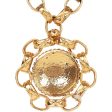 Vintage Chanel Gold Plated Gripoix Cocomark Pendant Necklace on Sale