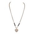 Chanel Black and Silver CC Crystal Heart Pendant Necklace Supply