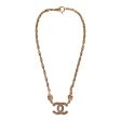 Vintage Chanel Gold Interlocking CC Hanging Pendant Necklace For Sale