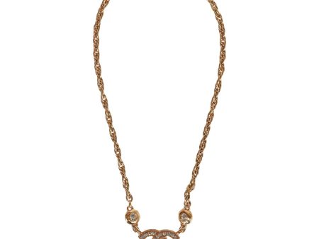 Vintage Chanel Gold Interlocking CC Hanging Pendant Necklace For Sale