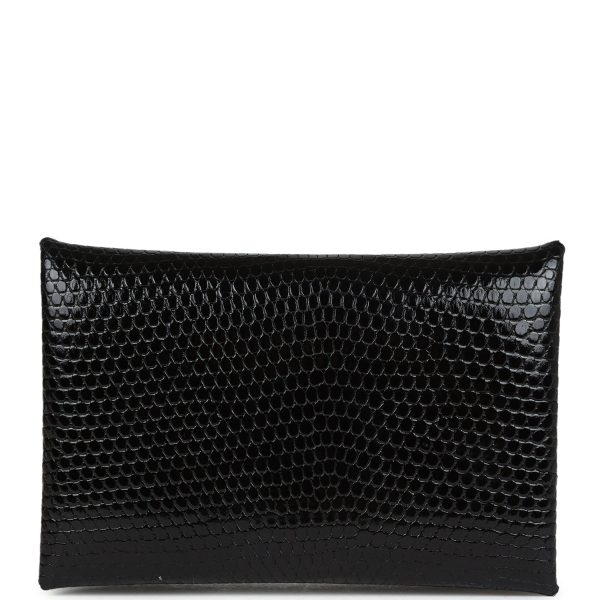 Hermes Calvi Cardholder Black Shiny Varanus Niloticus Lizard Palladium Hardware Fashion