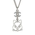 Chanel Silver CC Crystal Choupette Cat Emoji Pendant Necklace Hot on Sale