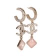 Chanel Pink Crystal CC Pendant Earrings Sale