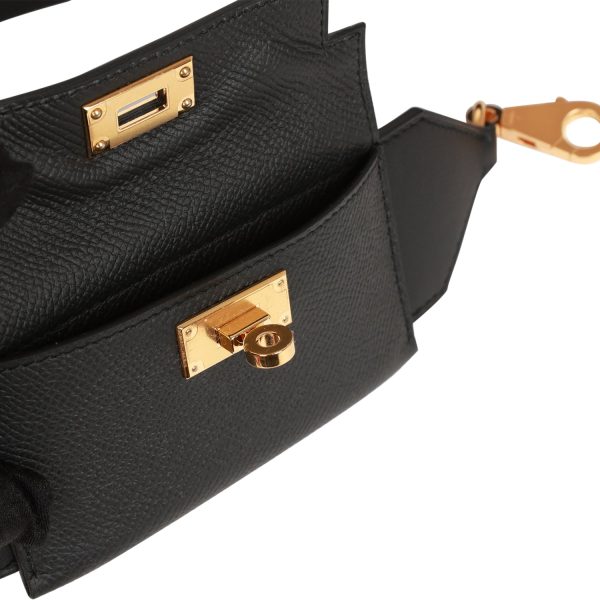 Hermes Kelly Pocket Bag Strap 85 Black Epsom and Swift Gold Hardware Online Hot Sale