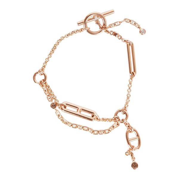 Hermes 18k Rose Gold Diamond Chaine d Ancre Chaos XS Bracelet Online now