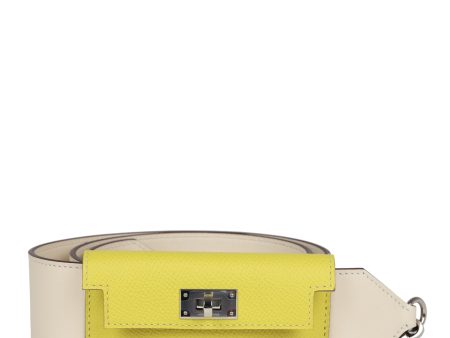 Hermes Kelly Pocket Bag Strap 105 Nata Epsom and Lime Swift Palladium Hardware Online Hot Sale