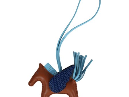 Hermes Gold Bleu Celeste Bleu Saphir Lizard Pegasus Rodeo Touch Bag Charm PM Discount