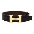 Hermes 32mm Reversible Black Chocolate Constance H Belt 85cm Gold Buckle Discount