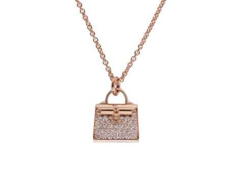 Hermes 18k Rose Gold Diamond Kelly Amulettes Pendant Necklace Supply