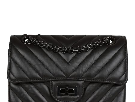 Chanel Mini Reissue 2.55 SO Black Chevron Calfskin Black Hardware For Cheap