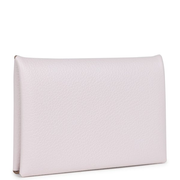 Hermes Calvi Card Holder Mauve Pale Evercolor Palladium Hardware Supply