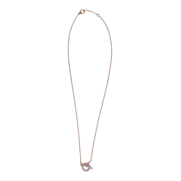 Hermes 18k Rose Gold San Coloris Diamond Finesse Pendant Necklace For Discount