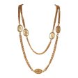 Vintage Chanel 24K Gold Plated CC Oval Coin Charm Sautoir Necklace Fashion