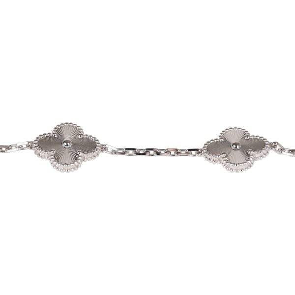 Van Cleef & Arpels Vintage Alhambra 5 Motif Bracelet 18K White Gold Supply