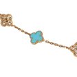 Van Cleef & Arpels Vintage Alhambra Diamond and Turquoise 20 Motif Necklace For Discount