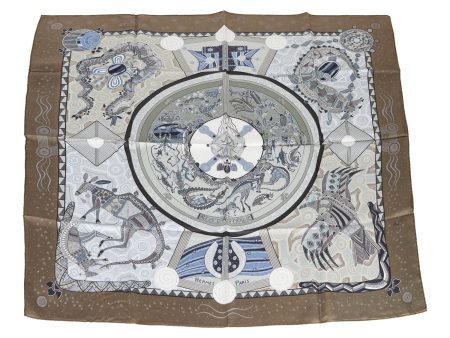 Hermes  Reve D  Australie  Grey Silk Scarf 90cm For Sale