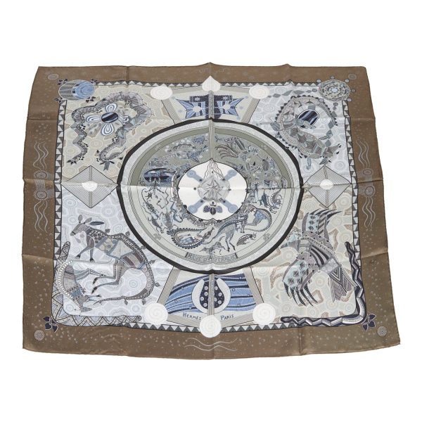 Hermes  Reve D  Australie  Grey Silk Scarf 90cm For Sale