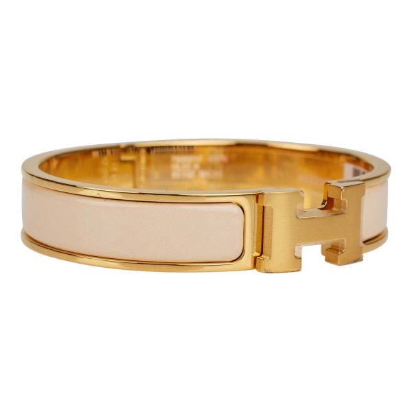 Hermes Beige Nacre Clic Clac H Narrow Enamel Bracelet PM GHW Online Hot Sale