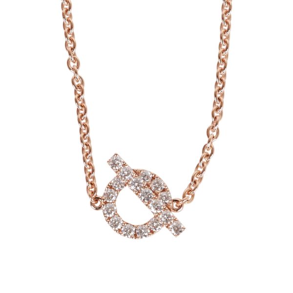 Hermes 18k Rose Gold Diamond Finesse Pendant Bracelet Discount