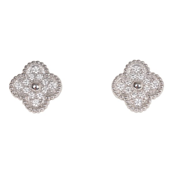 Van Cleef & Arpels Sweet Alhambra Earrings 18K White Gold and Diamonds Sale